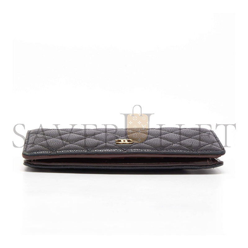 CHANEL BLACK QUILTED CAVIAR LEATHER L YEN CONTINENTAL WALLET A80285 (19.5*10*2.5cm)